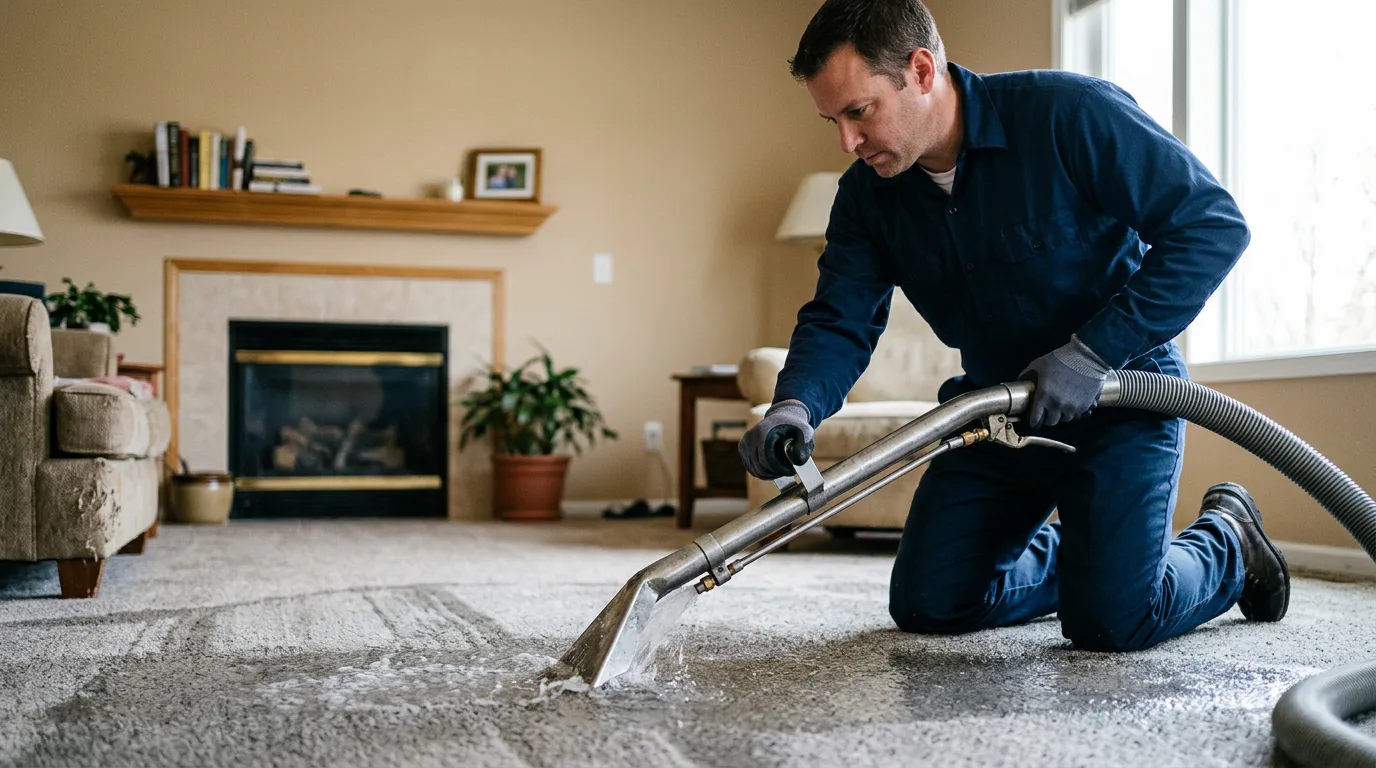 Water damage restoration technician working near Dalton, MN